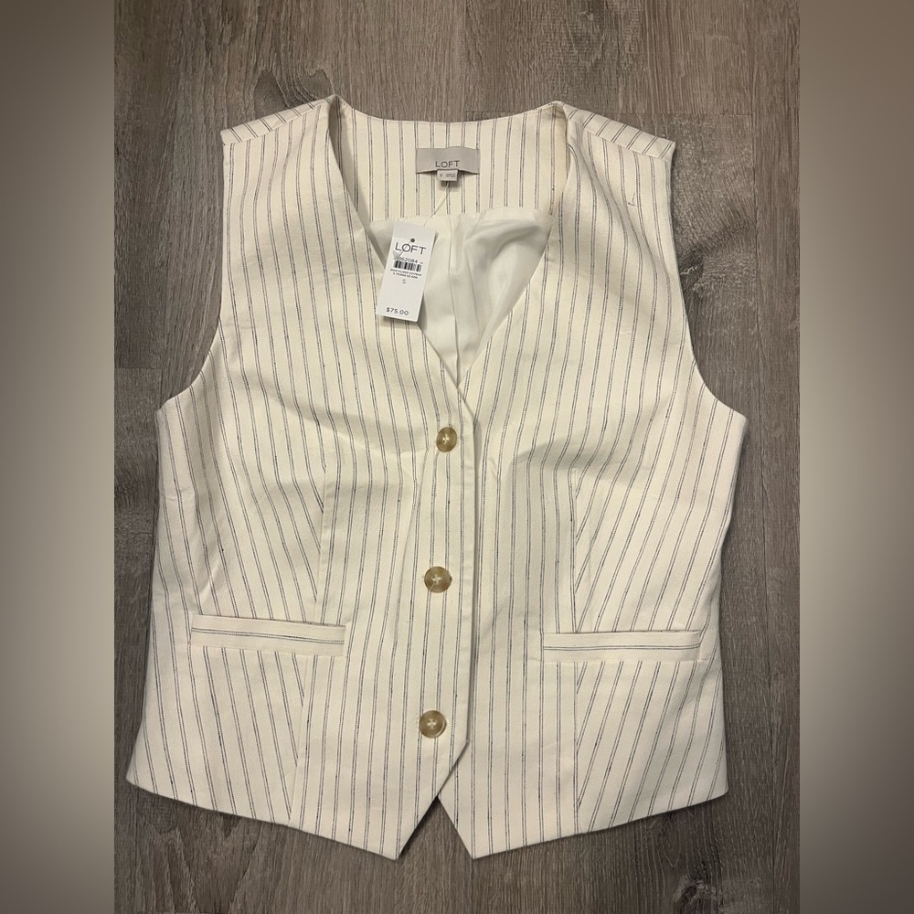 Women's LOFT Striped Cotton Vest- Size Small- New With Tags